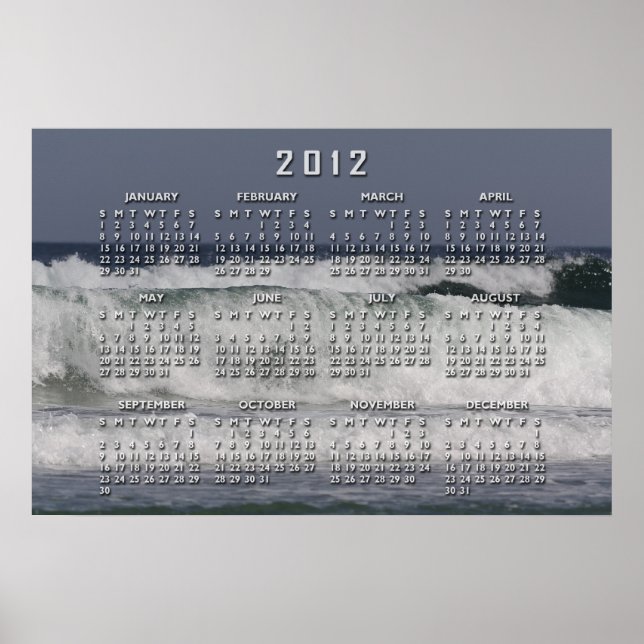 Calendário Poster Ondas do Oceano (Frente)