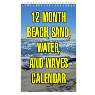 Calendário Praia, Areia, Água e Ondas de 12 Meses