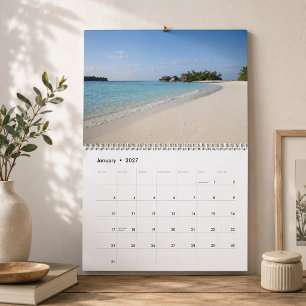 Calendário Praia de Areia Branca Fotografia Vista para o Ocea