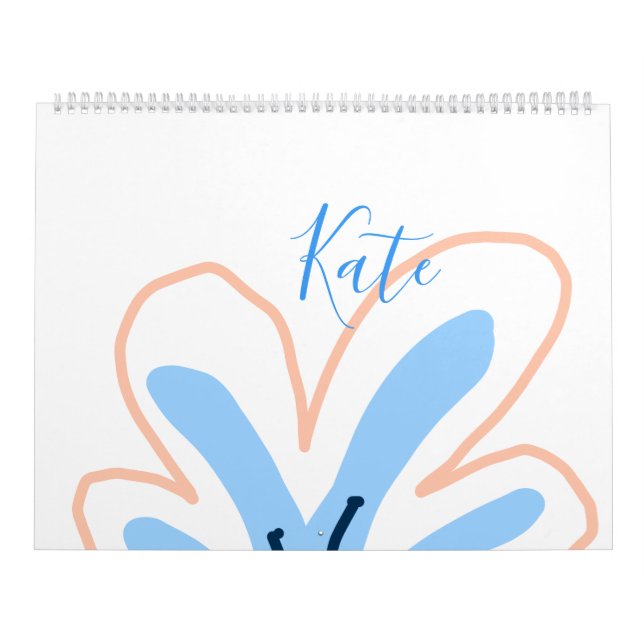 Calendário Presente boho retrô flor pastel laranja azul adici (Capa)