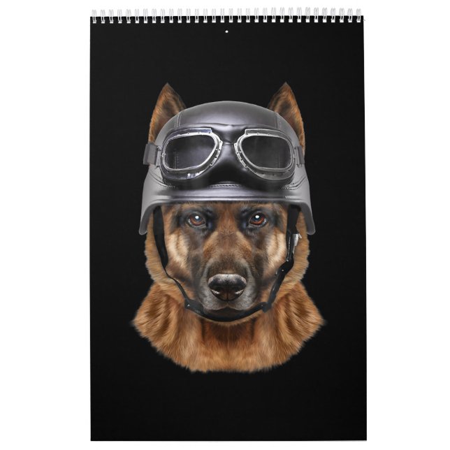 Calendário Presente De Capacete De Cão De german shepherd Par (Capa)