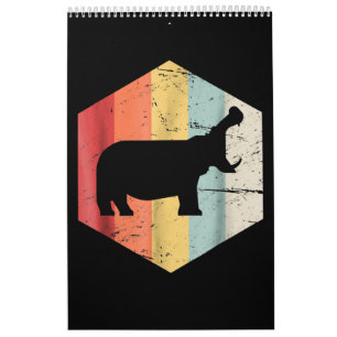 Calendário Presente do Vintage Retro Hippo Hippopotamus