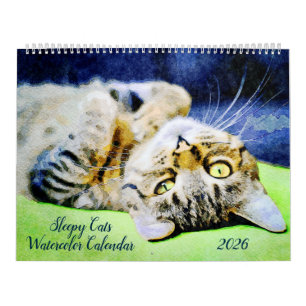 Calendário Presente engraçado do gato preguiçoso sonolento de