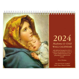 Calendário Presente tradicional de Natal de Madona e Criança