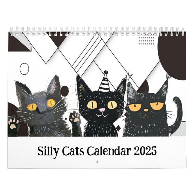 Calendário Preto E Branco Do Gato Do bobo (Capa)