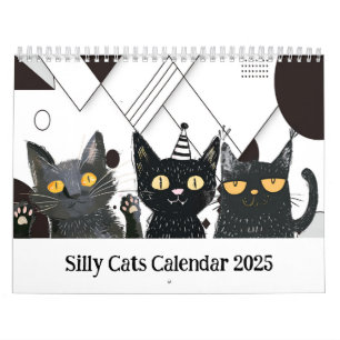 Calendário Preto E Branco Do Gato Do bobo