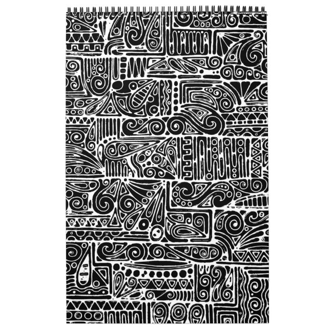Calendário Preto E Branco Geométrico Art 2 Modelo (Capa)
