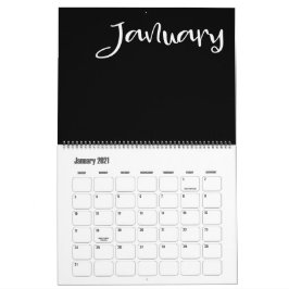 Calendário Preto e Branco Moderno