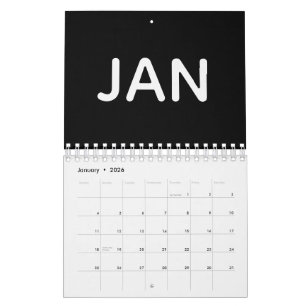 Calendário Preto e Branco Moderno 2026