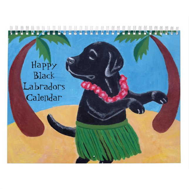 Calendário preto feliz de Labradors B 2018 (Capa)