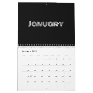 Calendário Preto Moderno e Branco