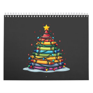 Calendário Professor de Árvore de Natal Crayon Xmas