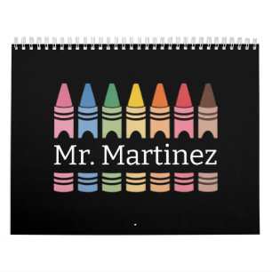 Calendário Professor Nome de Giz Personalizado Costas Escola
