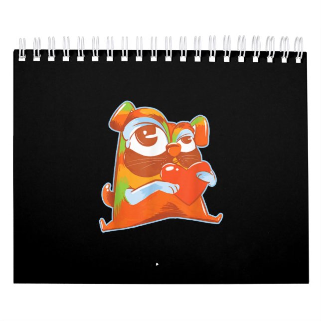 Calendário Pug Colorido - Pop Art Engraçado, Arte Artista, Pu (Capa)