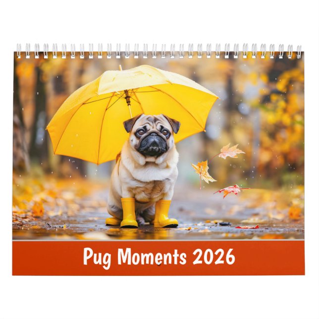 Calendário Pug Moments 2026 – A Year of Charm & Whiskers (Capa)