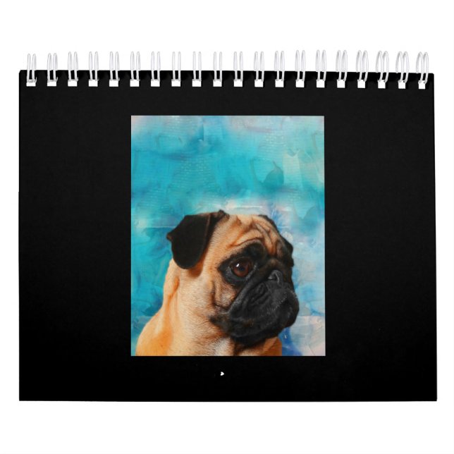 Calendário Pug Retrato Cute Pug Face Pug Lover (Capa)