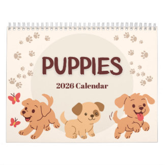 Calendário Puppies 2026 Calendar