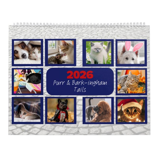 Calendário 'Purr & Bark-ingham Tails' Pet Custom (Capa)