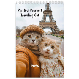 Calendário Purrfect Passport – 2026 Traveling Cat Calendar