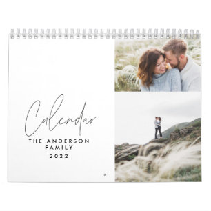 Calendário Quic da família de fotos branca 3 preta mínima m