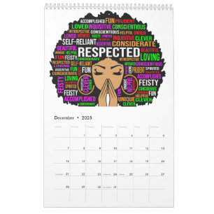 Calendário Rainha Negra Melanina Mulher Marrom Pele Sista Mag