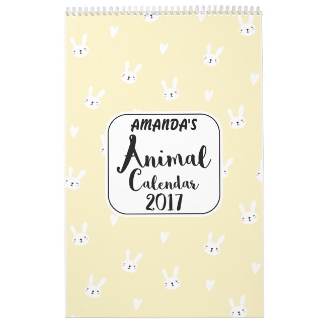 Calendário Raparigas Animais Cutes Personalizados 2017 Calend (Capa)