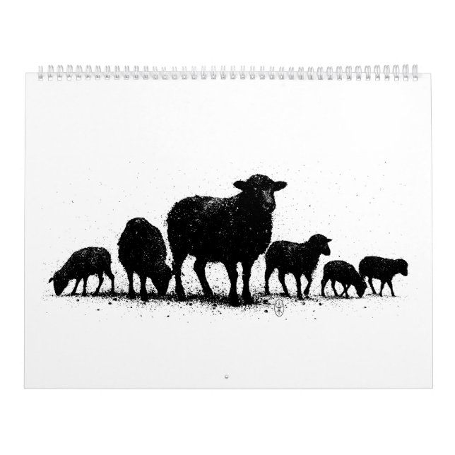 Calendário Rebanho em Silhueta Tinta de Ovelhas de Órcades (Capa)