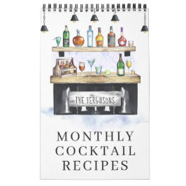 Calendário Receitas Favoritas de Cocktail | Aquarela Ilustrad