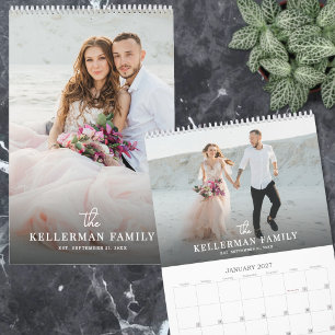 Calendário Recém-casados Foto de Casamento Moderna e Elegante