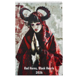 Calendário Red Horns, Black Hearts - Gothic Style Calendar