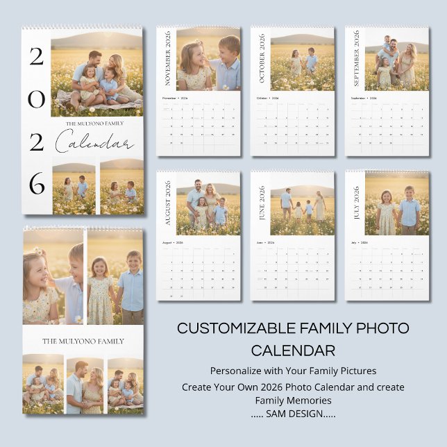 Calendário Relaxed Family Moments 2026 Photo Calendar (Criador carregado)