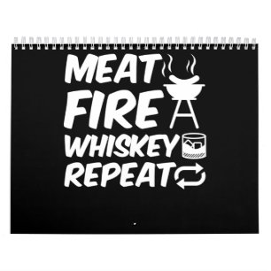 Calendário Repetição Whiskey Fire CHURRASCO De Carne Engraç