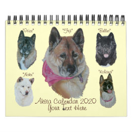 Calendário retrato de cão akita art japonês art 2020