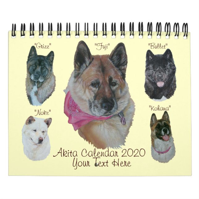 Calendário retrato de cão akita art japonês art 2020 (Capa)