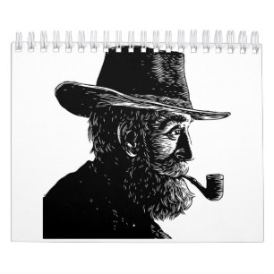 Calendário Retrato de Pontos e Linhas: Velho Sábio Fumando um