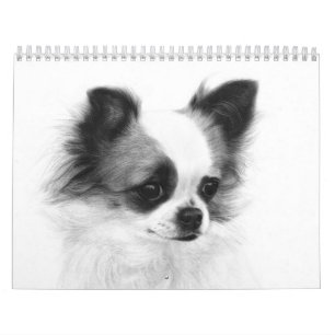 Calendário Retratos Chihuahua pintados manualmente