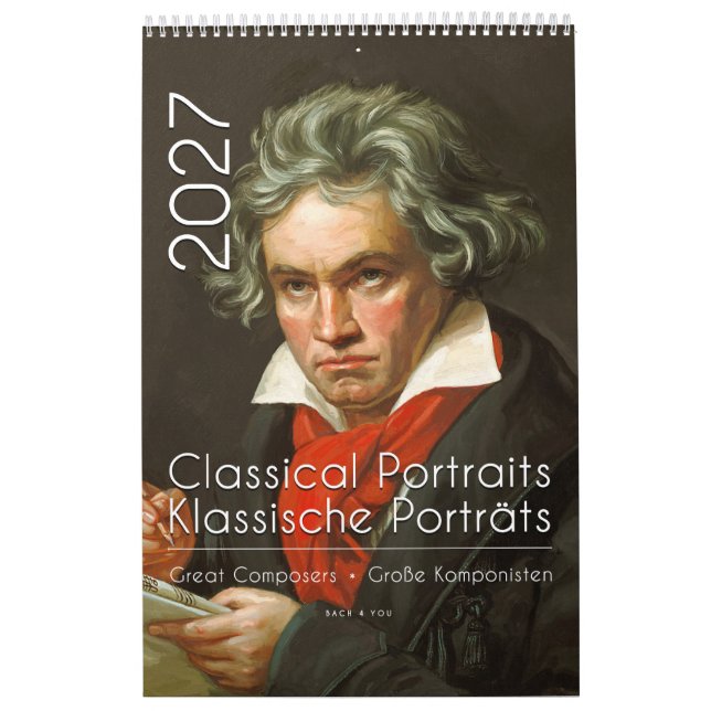 Calendário Retratos Clássicos de 12 Compositores, 2027 (Capa)
