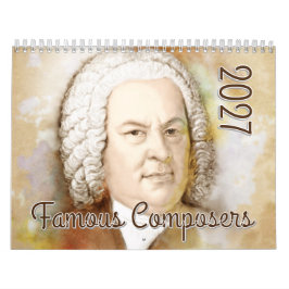 Calendário Retratos de Compositores em Estilo Aquarela, 2027