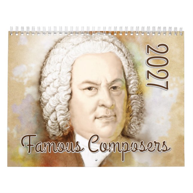 Calendário Retratos de Compositores em Estilo Aquarela, 2027 (Capa)