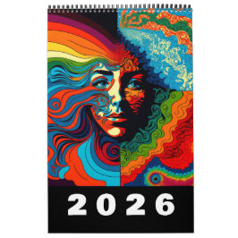 Calendário Retro 60 Psicodélico Art 2026