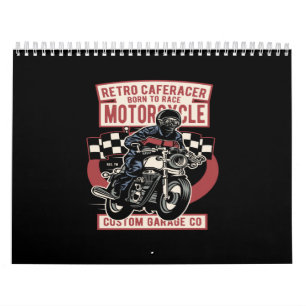 Calendário retro cafe racer nascer para motocicleta de corrid