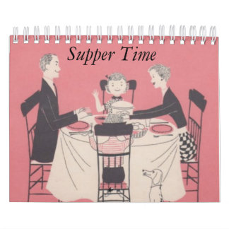 Calendário retro da família com subtítulos