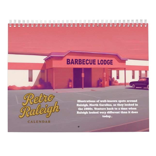 Calendário Retro Raleigh NC Calendar (Verso)