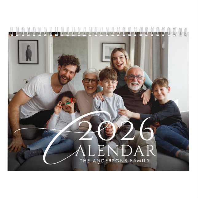 Calendário Revisão do Ano Moderno Foto Personalizada da Famíl (Capa)
