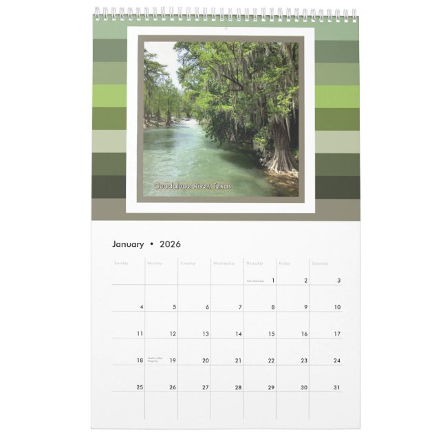 Calendário Rio Guadalupe em Gruene, Texas (Jan 2026)