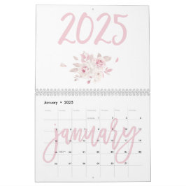 Calendário Rosa Floral Moderno 2025