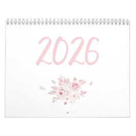 Calendário Rosa Floral Moderno 2026