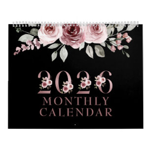 Calendário Rosa Rosa Elegante 2026