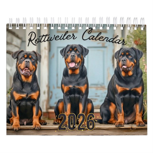 Calendário Rottweiler Dogs Wall Calendar 2026 (Capa)