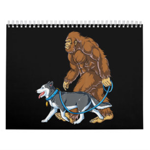 Calendário Rouco Marcha-Pé-Grande Cachorro Sasquatch Siberi